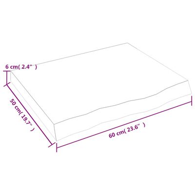 vidaXL Stalviršis, tamsiai rudas, 60x50x(2–6) cm, ąžuolo masyvas