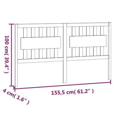 vidaXL Lovos galvūgalis, 155,5x4x100cm, pušies medienos masyvas