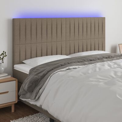 vidaXL Galvūgalis su LED, taupe spalvos, 200x5x118/128cm, audinys