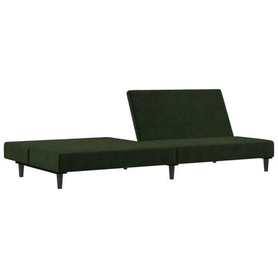 vidaXL Dvivietė sofa-lova, tamsiai žalios spalvos, aksomas