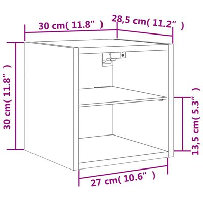 vidaXL Sieninė TV spintelė su LED lemputėmis, ąžuolo, 30x28,5x30cm