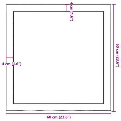 vidaXL Vonios kambario stalviršis, 60x60x(2–4)cm, medienos masyvas