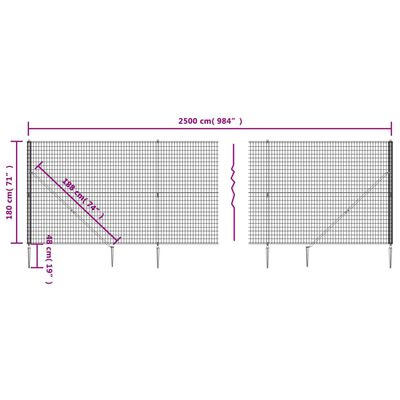 vidaXL Vielinė tinklinė tvora su smaigais, antracito spalvos, 1,8x25m