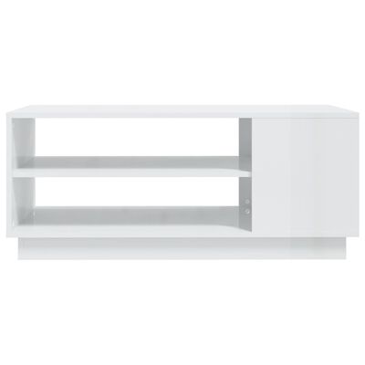 vidaXL Kavos staliukas, baltas, 102x55x43cm, apdirbta mediena, blizgus
