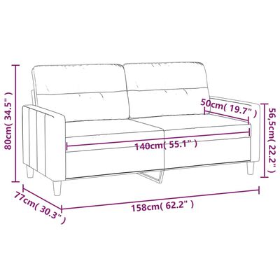 vidaXL Dvivietė sofa, raudonojo vyno spalvos, 140cm, audinys