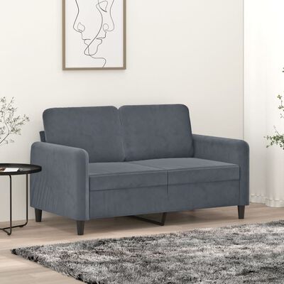 vidaXL Dvivietė sofa, tamsiai pilkos spalvos, 120cm, aksomas