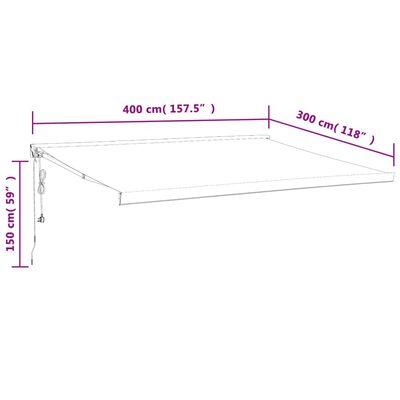 vidaXL Ištraukiama markizė, geltona/balta, 4x3m, audinys ir aliuminis