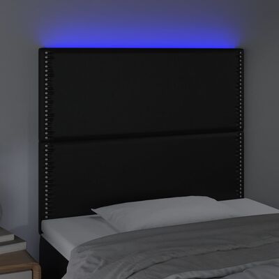 vidaXL Galvūgalis su LED, juodos spalvos, 100x5x118/128cm dirbtinė oda