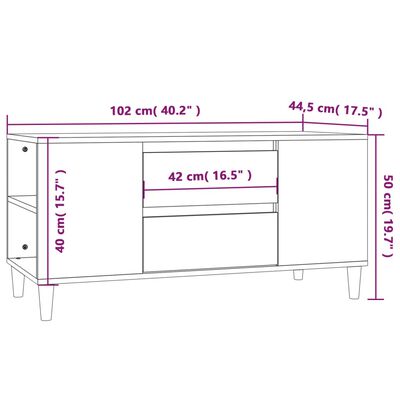 vidaXL Televizoriaus spintelė, dūminio ąžuolo, 102x44,5x50cm, mediena