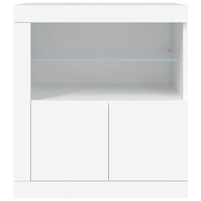 vidaXL Šoninė spintelė su LED lemputėmis, baltos spalvos, 60,5x37x67cm