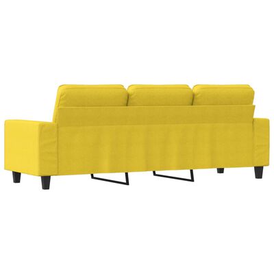 vidaXL Trivietė sofa, šviesiai geltonos spalvos, 180cm, audinys