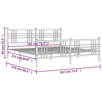 vidaXL Lovos rėmas su galvūgaliu/kojūgaliu, baltas, 183x213cm, metalas