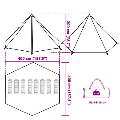 vidaXL Šeimos palapinė, mėlyna, aštuonvietė, tipi, atspari vandeniui