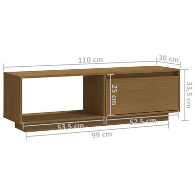 vidaXL Televizoriaus spintelė, medaus ruda, 110x30x33,5cm, pušis