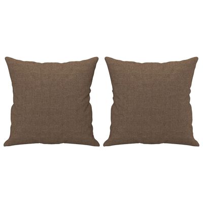 vidaXL Sofos komplektas su pagalvėmis, 3 dalių, rudas, audinys