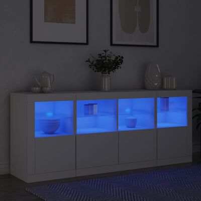 vidaXL Šoninė spintelė su LED lemputėmis, baltos spalvos, 163x37x67cm