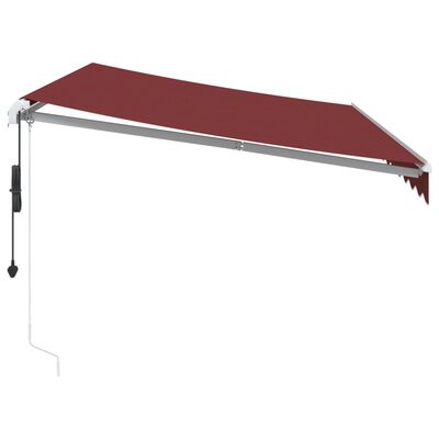 vidaXL Automatinė ištraukiama markizė su LED, bordo spalvos, 350x250cm