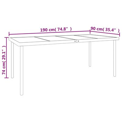 vidaXL Sodo valgomojo komplektas, 7 dalių, juodas, plienas/tekstilenas