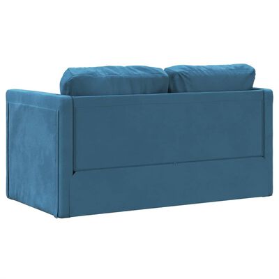 vidaXL Grindų sofa-lova, 2-1, mėlynos spalvos, 122x204x55cm, aksomas