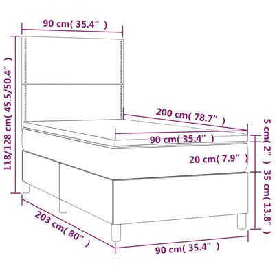 vidaXL Lova su spyruoklėmis ir čiužiniu, juoda, 90x200cm, dirbtinė oda