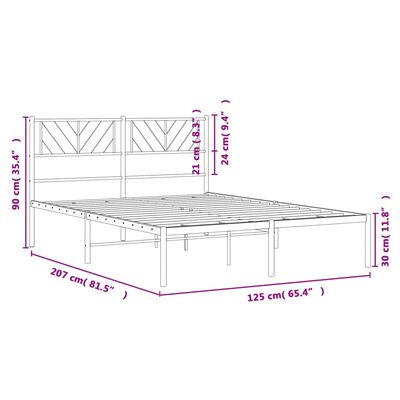 vidaXL Metalinis lovos rėmas su galvūgaliu, juodos spalvos, 120x200cm