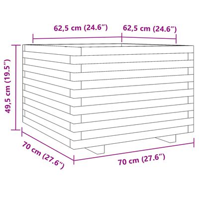 vidaXL Sodo lovelis, 70x70x49,5cm, impregnuota pušies mediena