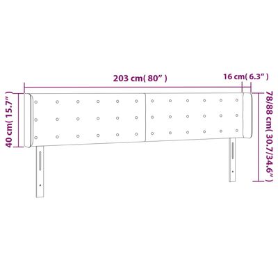 vidaXL Galvūgalis su auselėmis, baltos,203x16x78/88cm, dirbtinė oda