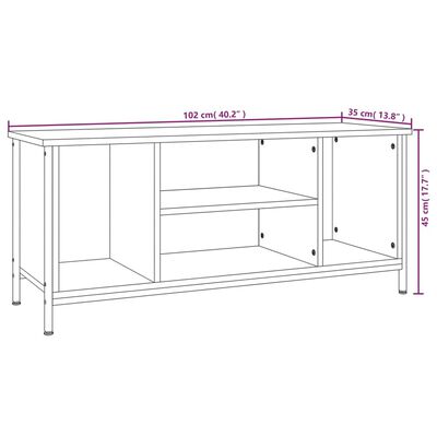 vidaXL Televizoriaus spintelė, dūminio ąžuolo, 102x35x45cm, mediena