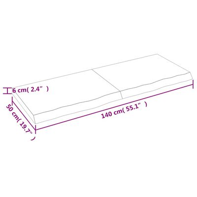 vidaXL Vonios stalviršis, tamsiai rudas, 140x50x(2-6)cm, mediena