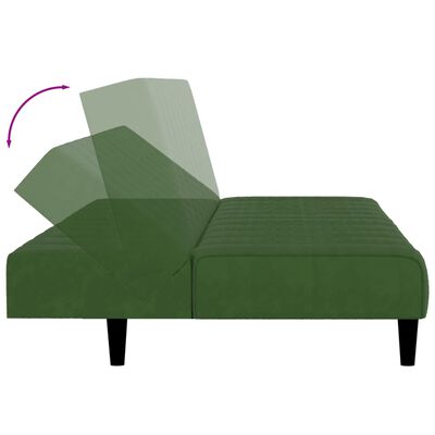 vidaXL Dvivietė sofa-lova, tamsiai žalios spalvos, aksomas