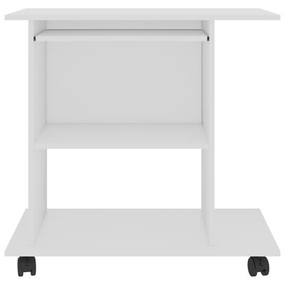 vidaXL Kompiuterio stalas, baltas, 80x50x75cm, apdirbta mediena