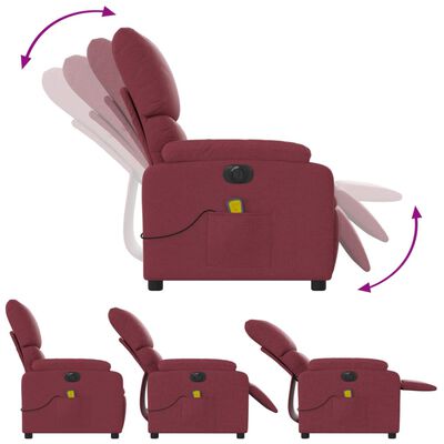vidaXL Elektrinis atlošiamas masažinis krėslas, vyno, audinys
