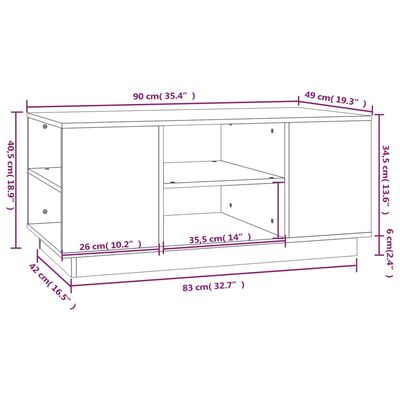 vidaXL Kavos staliukas, medaus rudas, 90x49x40,5cm, pušies masyvas