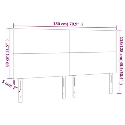 vidaXL Galvūgalis su LED, kapučino spalvos, 180x5x118/128cm