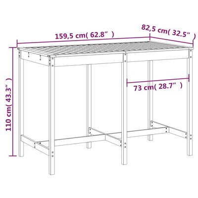 vidaXL Sodo stalas, 159,5x82,5x110cm, pušies medienos masyvas