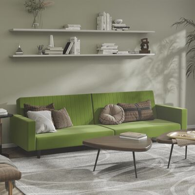 vidaXL Dvivietė sofa-lova, šviesiai žalios spalvos, aksomas