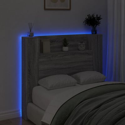 vidaXL Galvūgalis-spintelė su LED, pilkas ąžuolo, 120x16,5x103,5cm