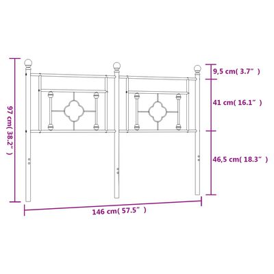 vidaXL Metalinis galvūgalis, baltos spalvos, 140cm