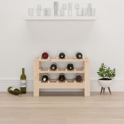 vidaXL Vyno butelių stovas, 61,5x30x42cm, pušies medienos masyvas