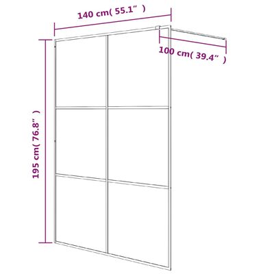 vidaXL Dušo sienelė, balta, 140x195cm, ESG stiklas, skaidri