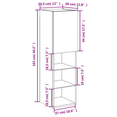 vidaXL TV spintelė su LED lemputėmis, ruda ąžuolo, 30,5x30x102cm