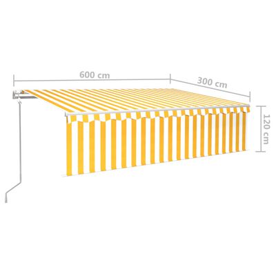 vidaXL Automatiniu būdu ištraukiama markizė, geltona ir balta, 6x3m