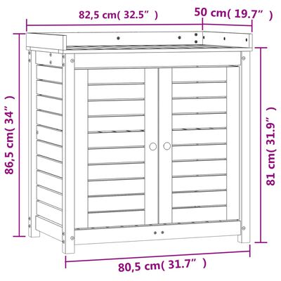 vidaXL Sodinimo stalas su lentynomis, 82,5x50x86,5cm, pušis