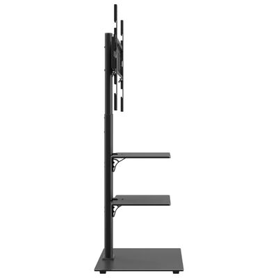 vidaXL Kampinis TV staliukas, 3 aukštų, juodas, 32-65 colių TV
