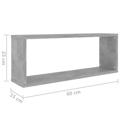 vidaXL Sieninės lentynos, 6vnt., betono, 60x15x23cm, apdirbta mediena