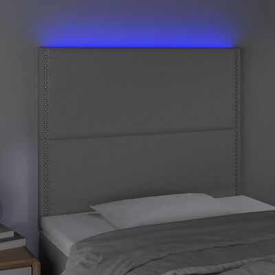 vidaXL Galvūgalis su LED, pilkas, 90x5x118/128cm, dirbtinė oda