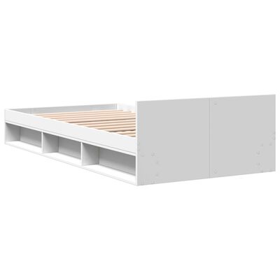 vidaXL Lovos rėmas su stalčiumi, baltas, 100x200cm, apdirbta mediena