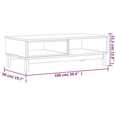 vidaXL Kavos staliukas FLAM, 100x50x32,5 cm pušies masyvo