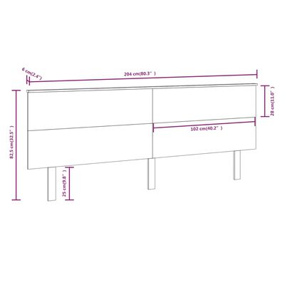 vidaXL Lovos galvūgalis, juodas, 204x6x82,5cm, pušies medienos masyvas