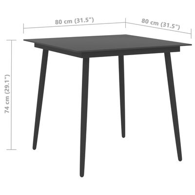 vidaXL Sodo valgomojo komplektas, 5 dalių, juodas, PVC ratanas